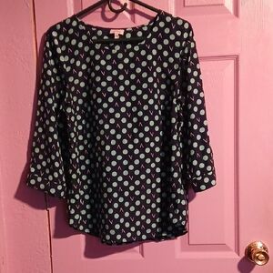 Women's Navy and Mint Polka Dot Top